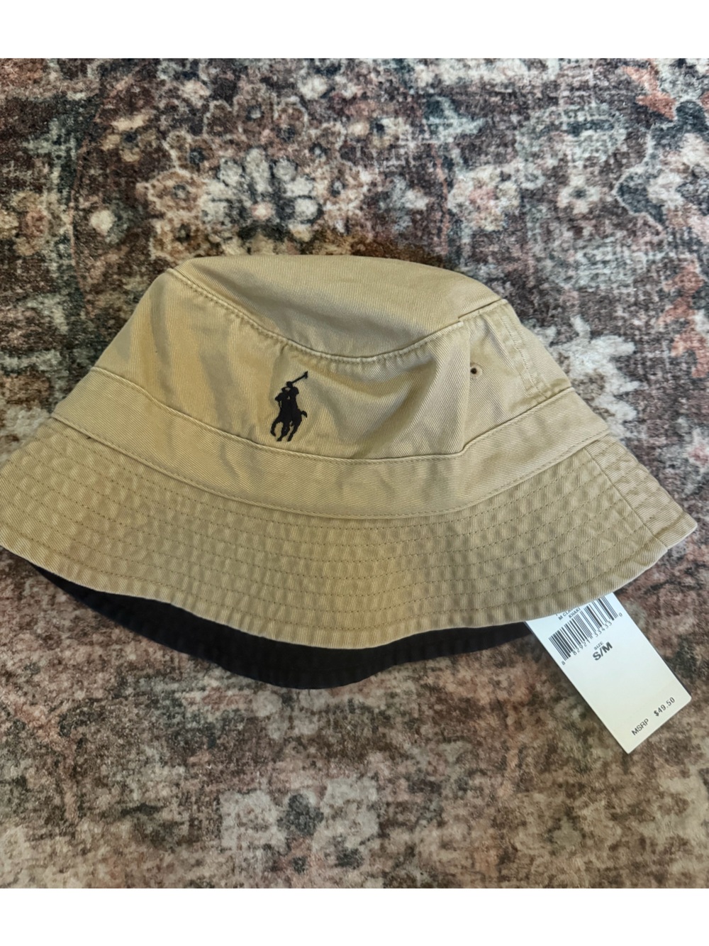 Polo by Ralph Lauren Tan Bucket Hat with Black Logo size small/nedium